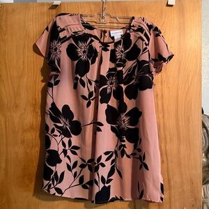 Liz Claiborne Pink and Black Floral Top